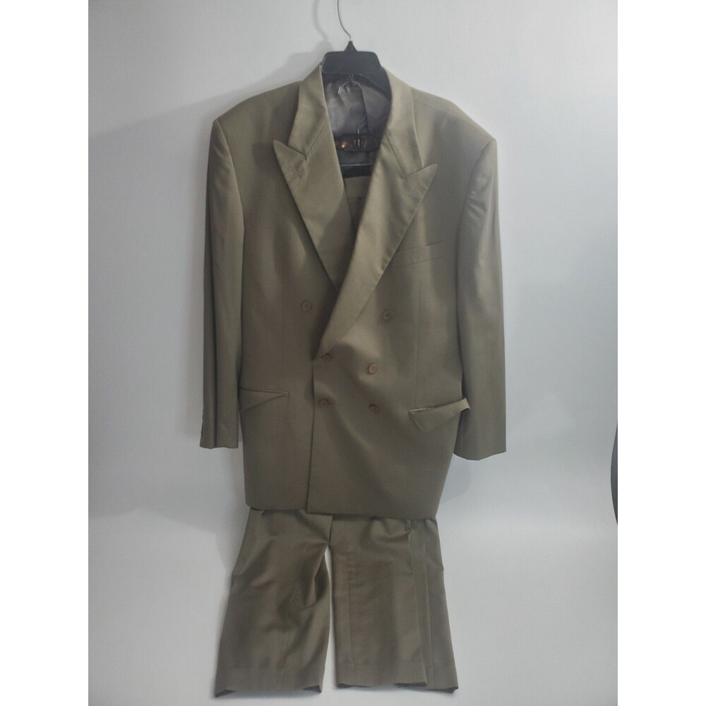 Calvin Klein Men's 100% Wool 2 Piece Suit, 44L, Brown